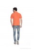 Leana Orange Cotton Color Blocks Half Sleeves Men Polo T-shirt